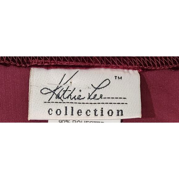 Kathie Lee Burgundy Velour Glitter Floral Design Bodice Top XL Lightweight Soft - Picture 4 of 5